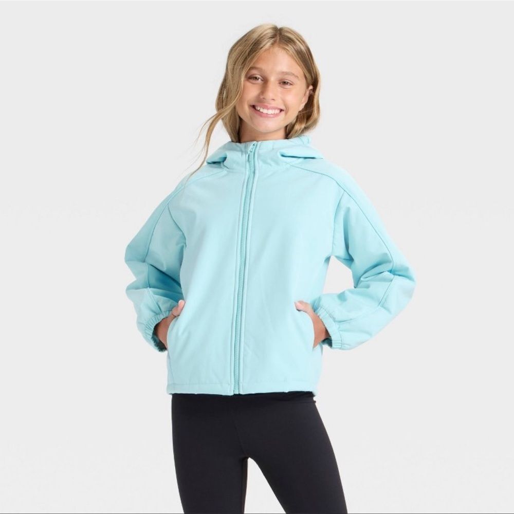 All In Motion Girls Softshell Fleece Jacket - Blue Size Extra Large (14) NWT